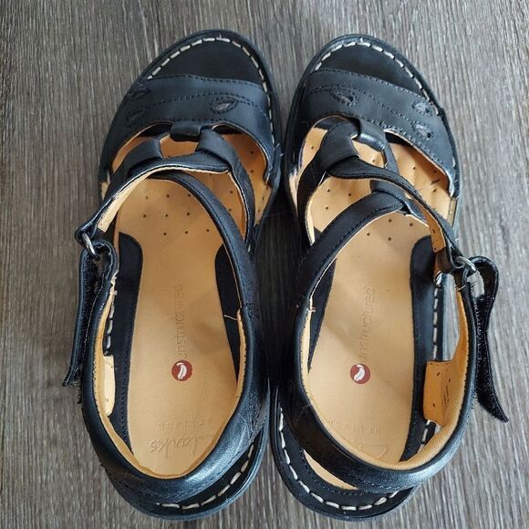 Clarks Unstructured Un Stern Black Leather Sandals 6 M - Picture 6 of 8